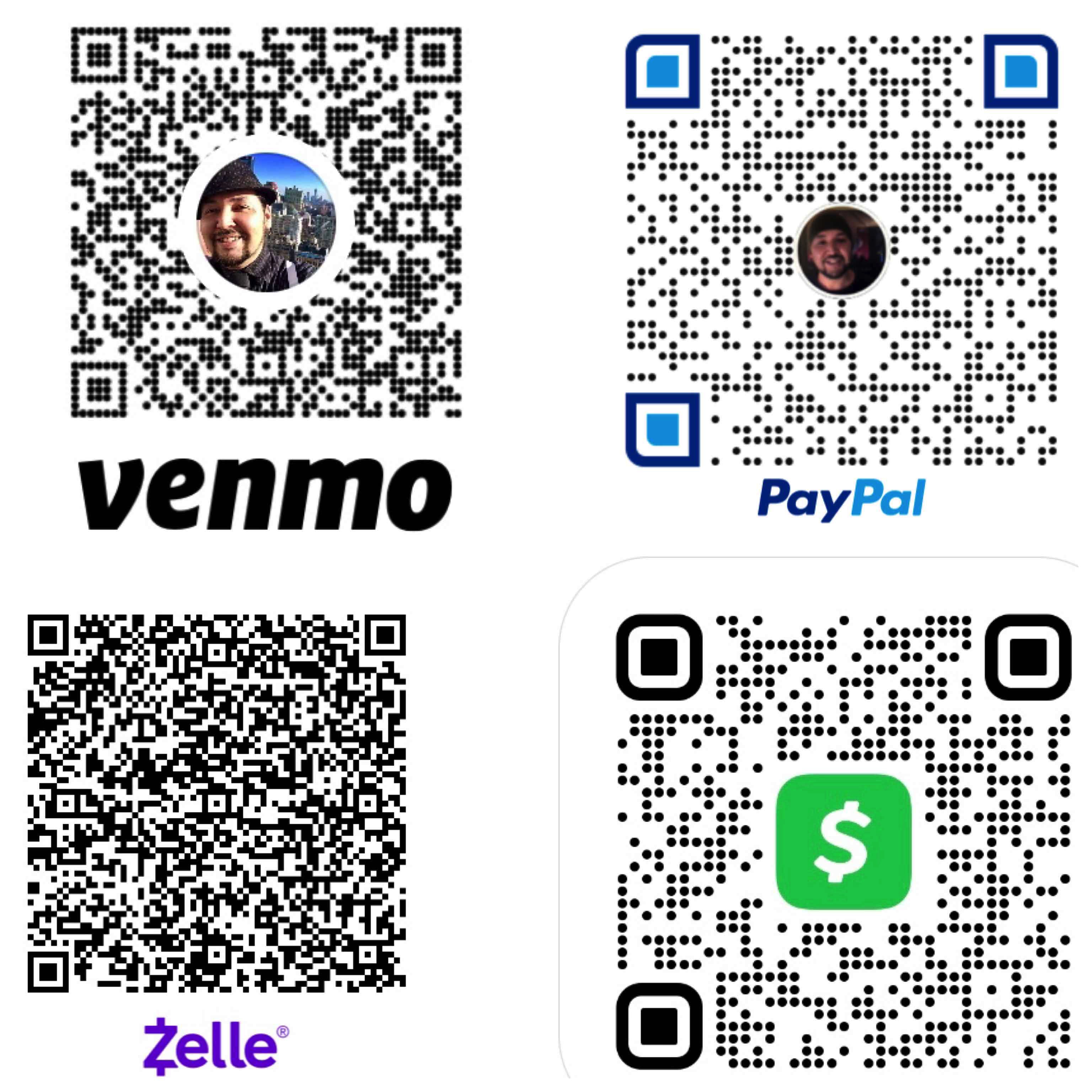 QR code Images for Venmo, Zelle, Cash app and PayPal to Pay Magician Omar Olusion of S.i. N.Y.C.